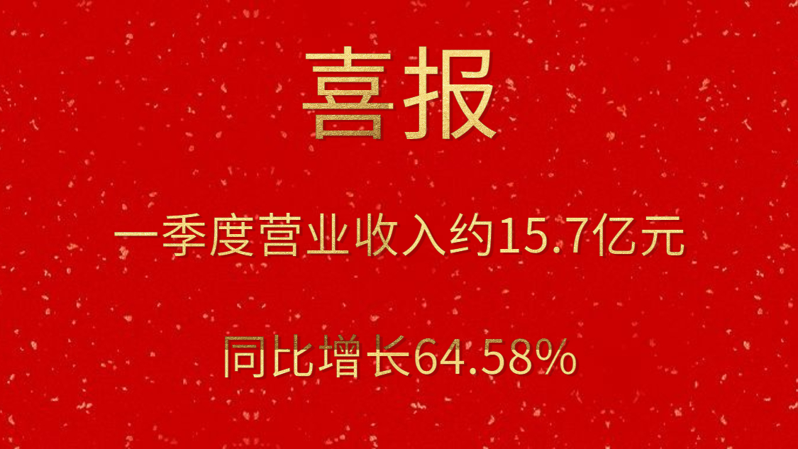 公司一季度實(shí)現(xiàn)營業(yè)收入約15.7億元，同比增長64.58%